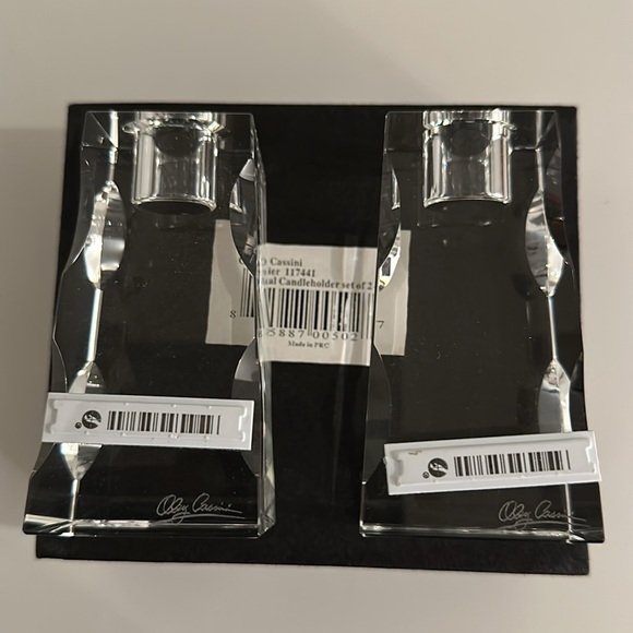 NWT Oleg Cassini Crystal Candlestick Holders 2 4" Stands,Vintage 117441 Premiere - Picture 7 of 8